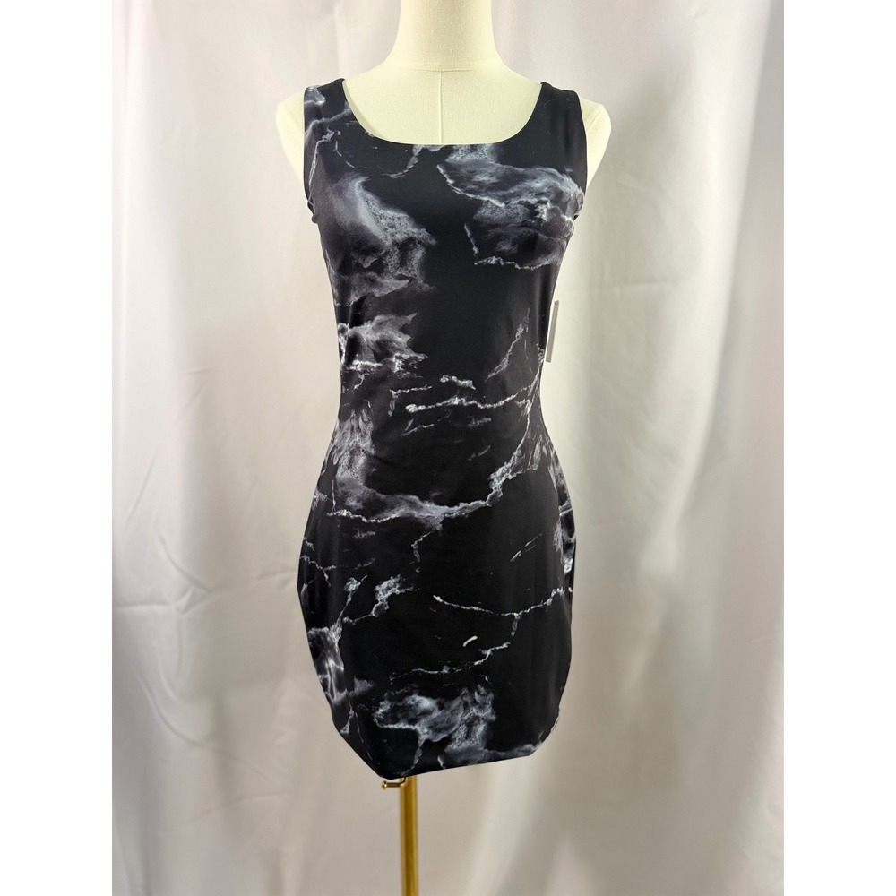 WT Express Body Contour Black Marble Print Mini Dress High Compression Size‎ M